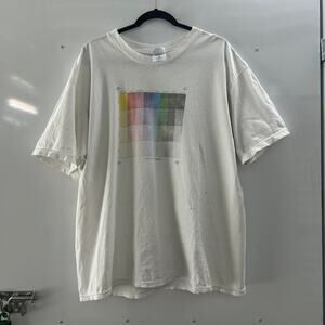 White Gildan vintage color Pantone test print T-shirt